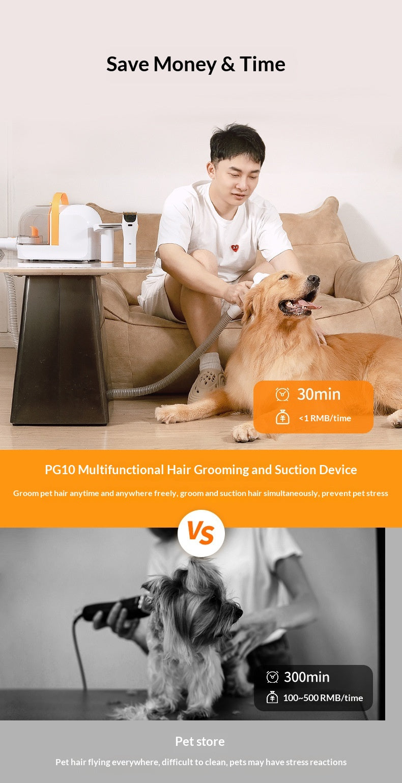 Pet Electric Hair Clipper with Suction - Built-in Vacuum Grooming Tool