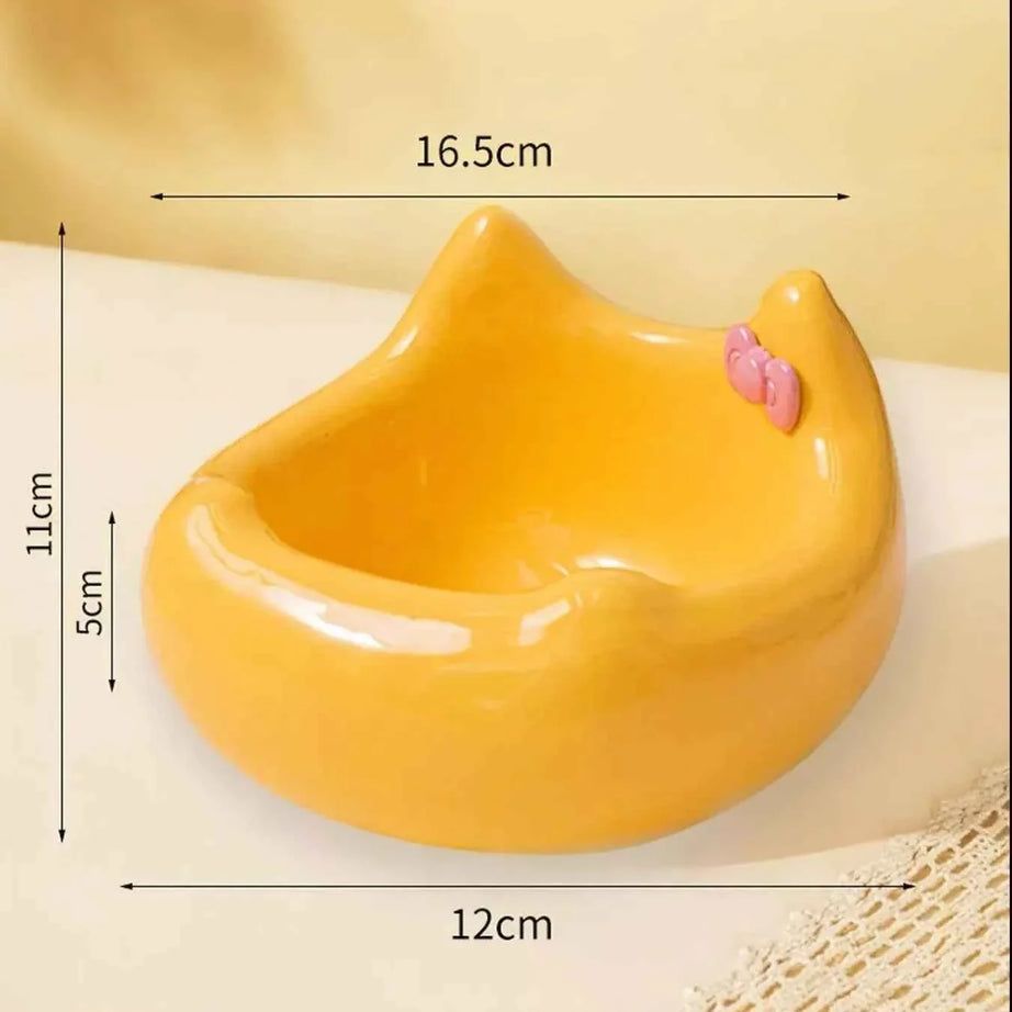 Ceramic Pet Bowl - Elevated with Bowknot