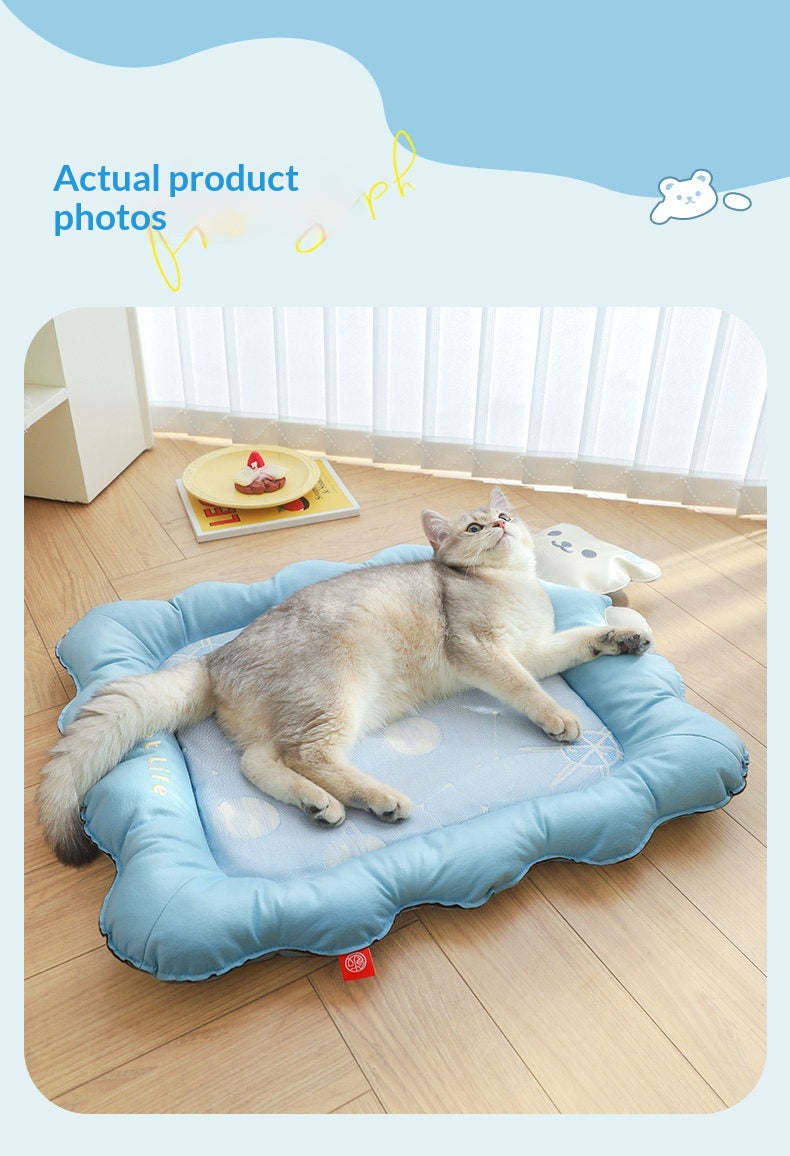 Cat Cooling Mat Ice Silk - Bear Print Summer Sleep Pad