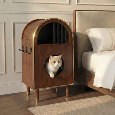 Cat Litter Box Enclosure 2-in-1 - Condo Bed Cat Furniture