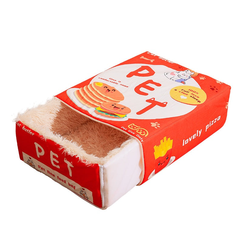 Cat Nest Snack Box Shaped - Fully Enclosed Cozy Cave Bed