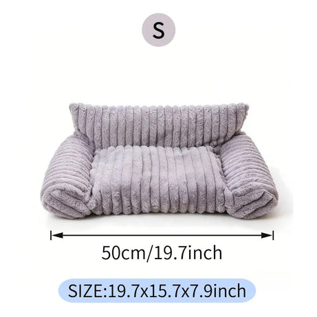 Small Pet Bolster Sofa Bed - Washable Plush Couch for Cats and Dogs