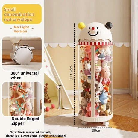 Pet Toy Storage Tower - Clear Cylinder Organizer with LED Lights