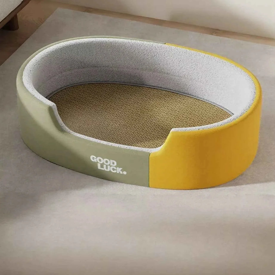 Plush Pet Nest - Two-Tone Thickened Oval Bed