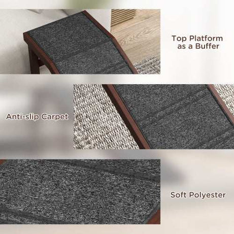 PawHut Dog Ramp for Bed - Non-Slip Carpet Pet Ramp