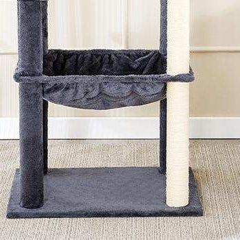 60 Inch Multi-Level Cat Tree For Indoor Cats With Plush Hammock