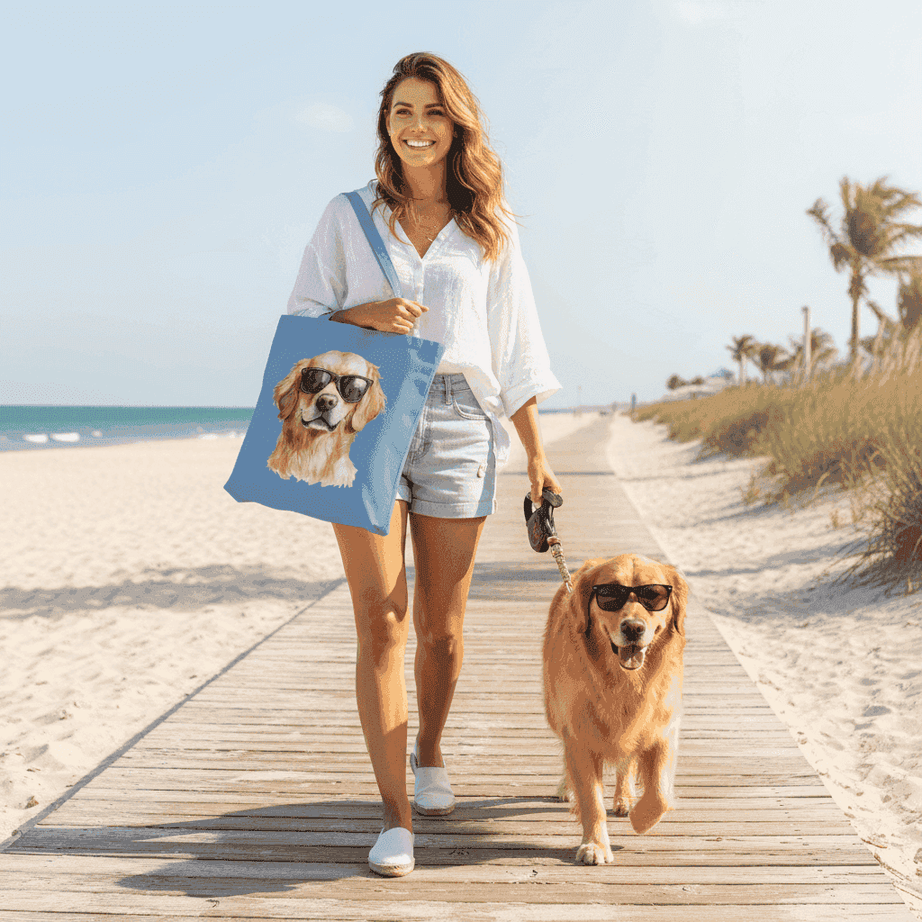Golden Retriever Sunglasses Tote Bag - Cool Dog Canvas