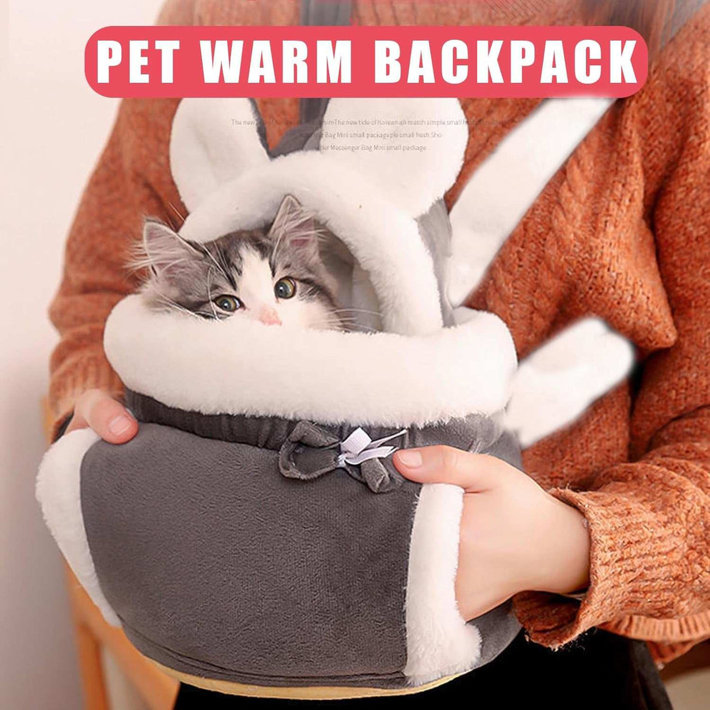 Warm Plush Double Pocket Pet Carrier Backpack Bag