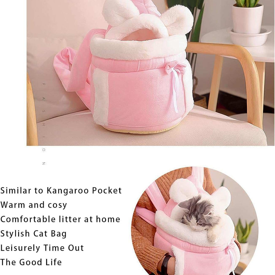 Warm Plush Double Pocket Pet Carrier Backpack Bag