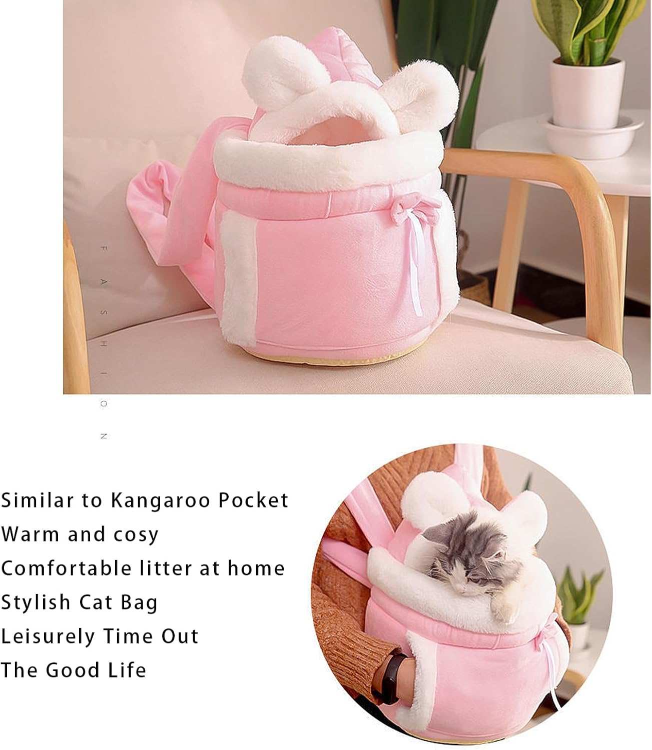 Warm Plush Double Pocket Pet Carrier Backpack Bag