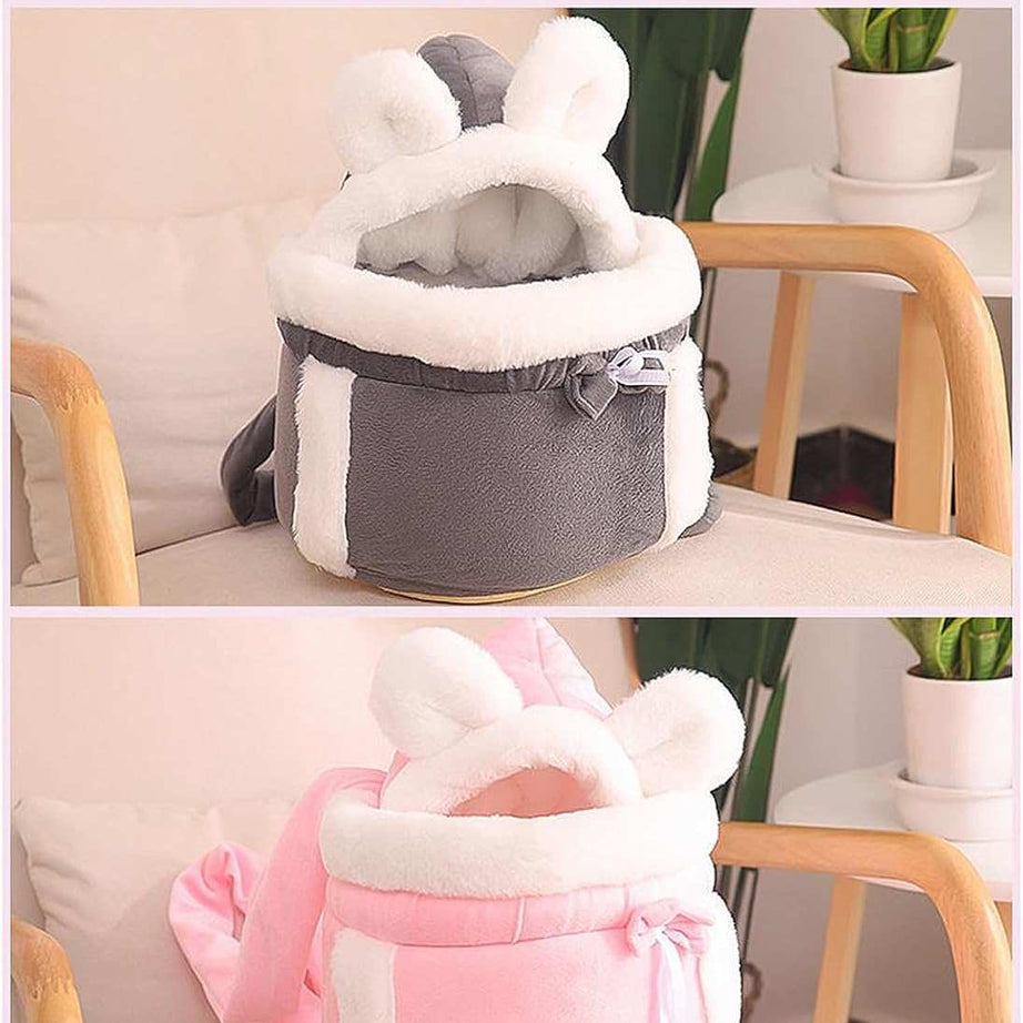 Warm Plush Double Pocket Pet Carrier Backpack Bag