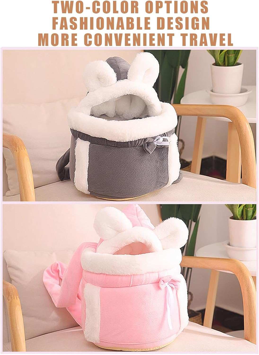 Warm Plush Double Pocket Pet Carrier Backpack Bag