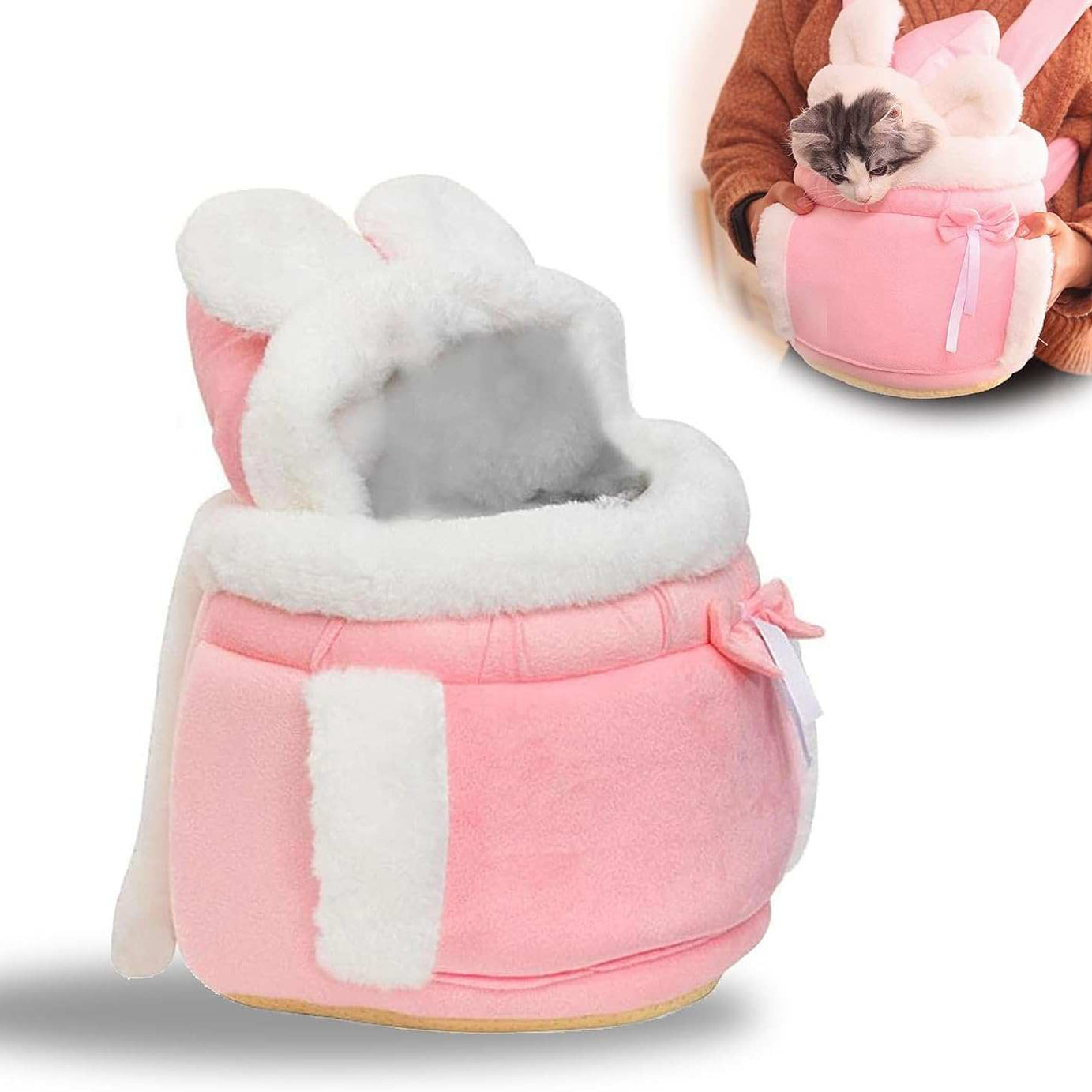 Warm Plush Double Pocket Pet Carrier Backpack Bag