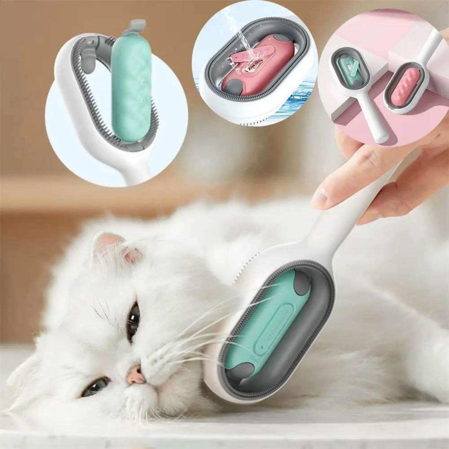 4 In-1 Cat Grooming Brush Comb with Water Tank Cleaner