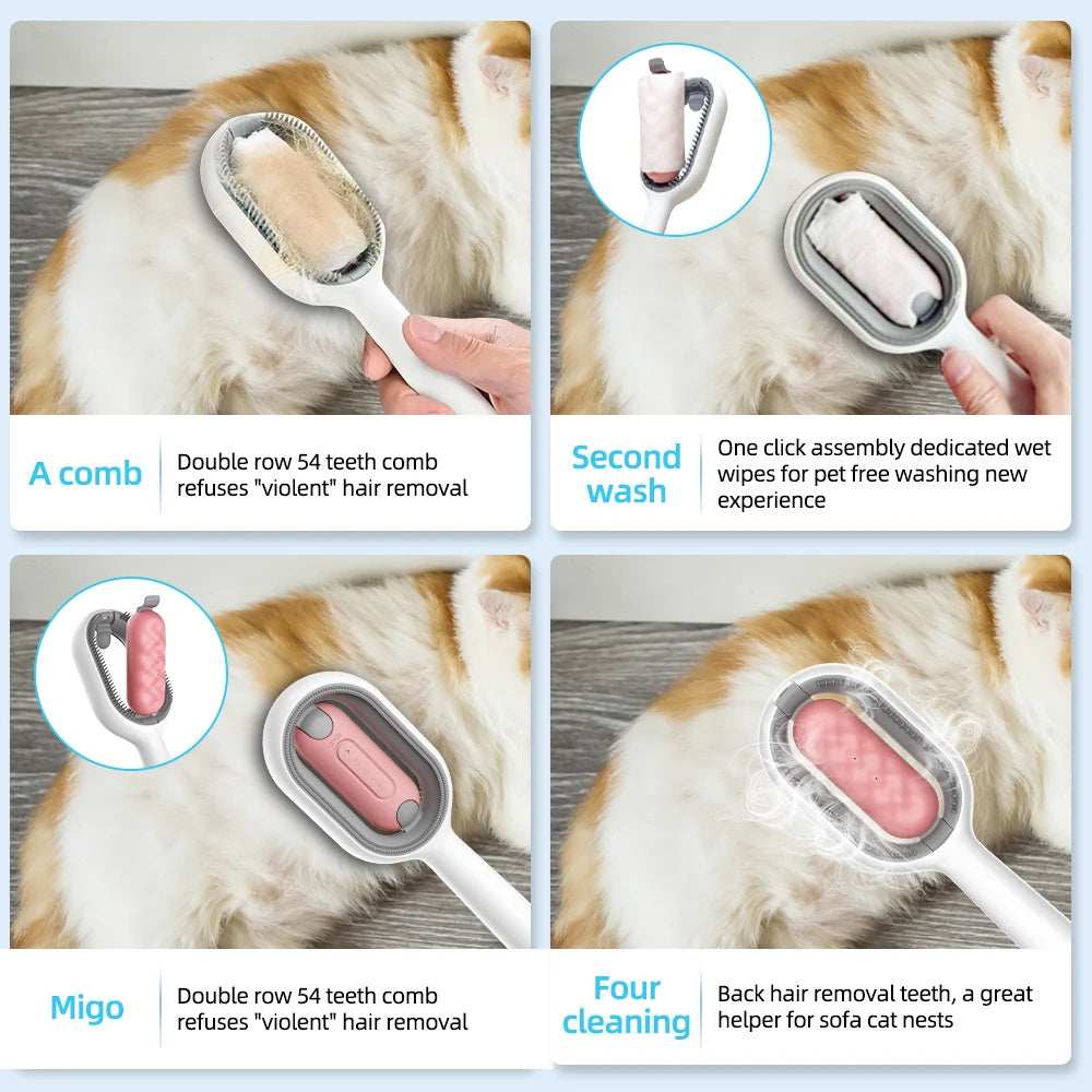 4 In-1 Cat Grooming Brush Comb with Water Tank Cleaner