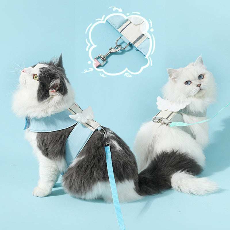Angel Wings Design Adjustable Pet Cat Harness Leash Set