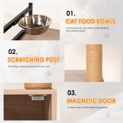 Cat Tree Litter Box Enclosure with Large Hammock