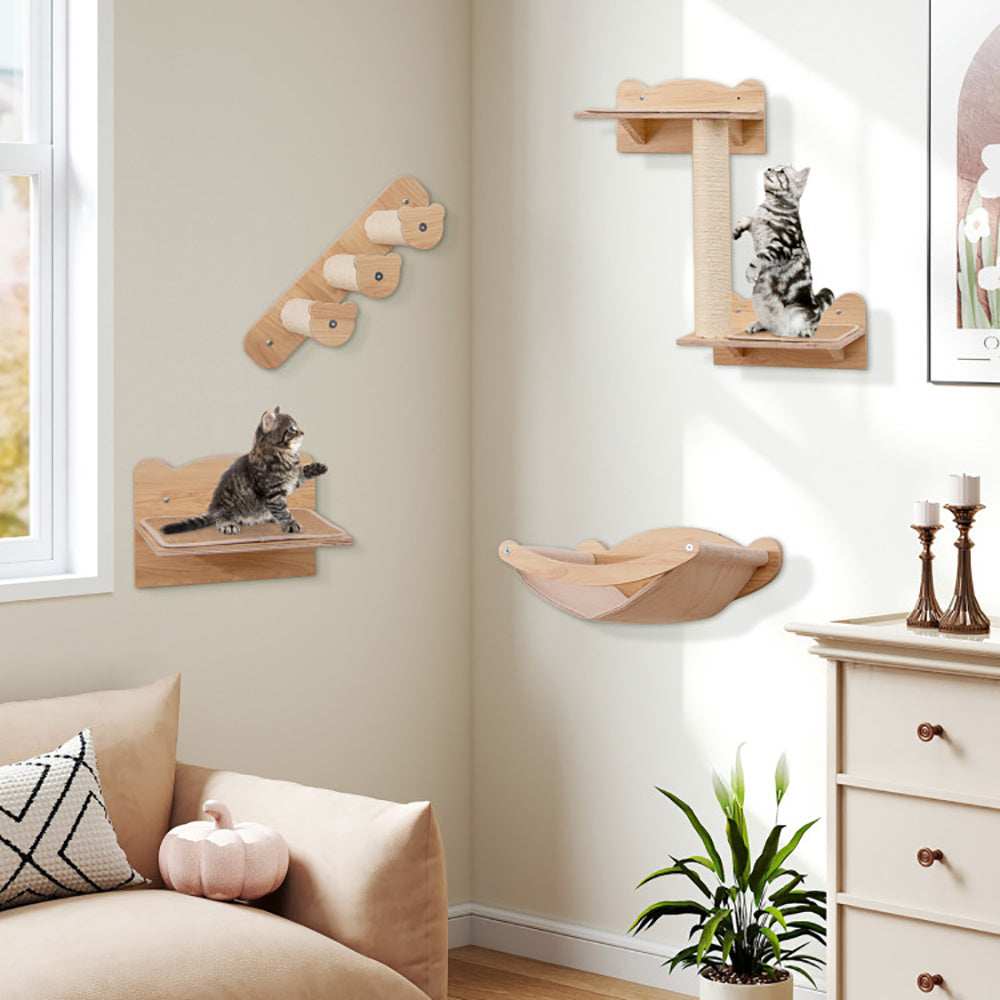 Cat Wall Furniture with Hammock Set Of Four