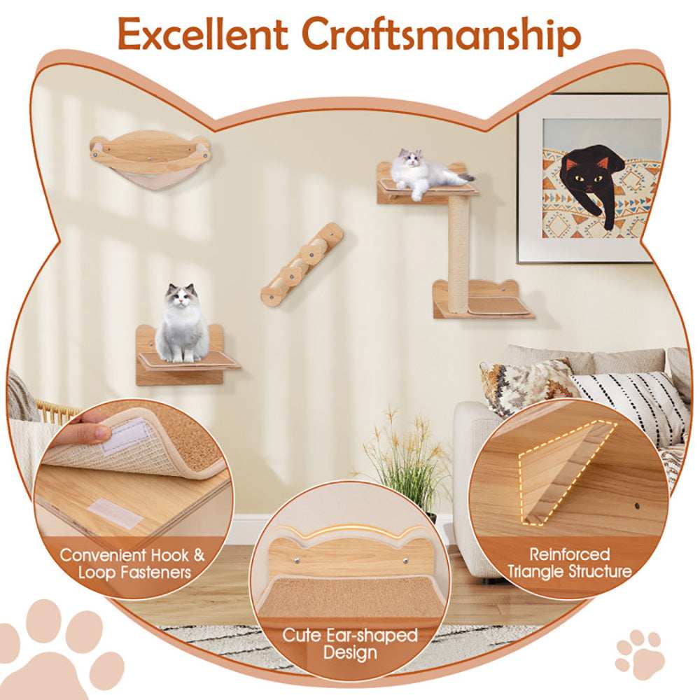 Cat Wall Furniture with Hammock Set Of Four