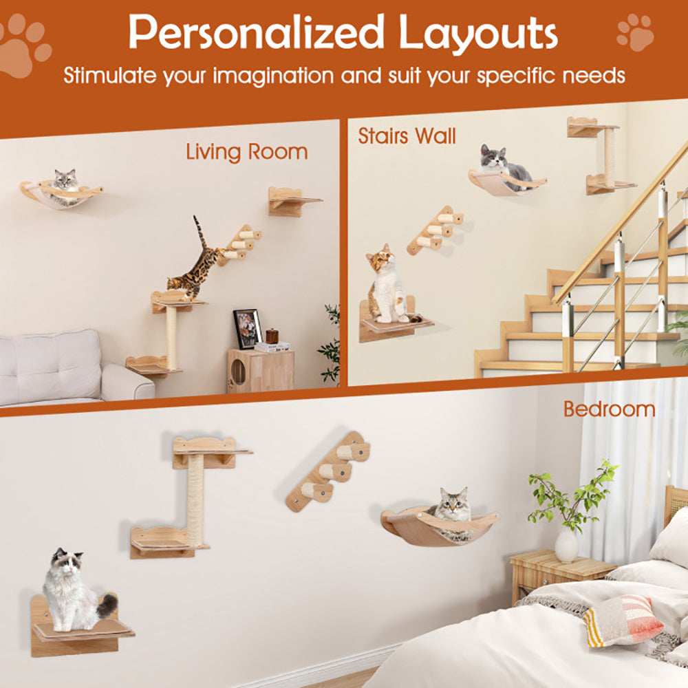 Cat Wall Furniture with Hammock Set Of Four