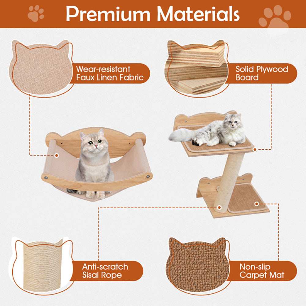 Cat Wall Furniture with Hammock Set Of Four