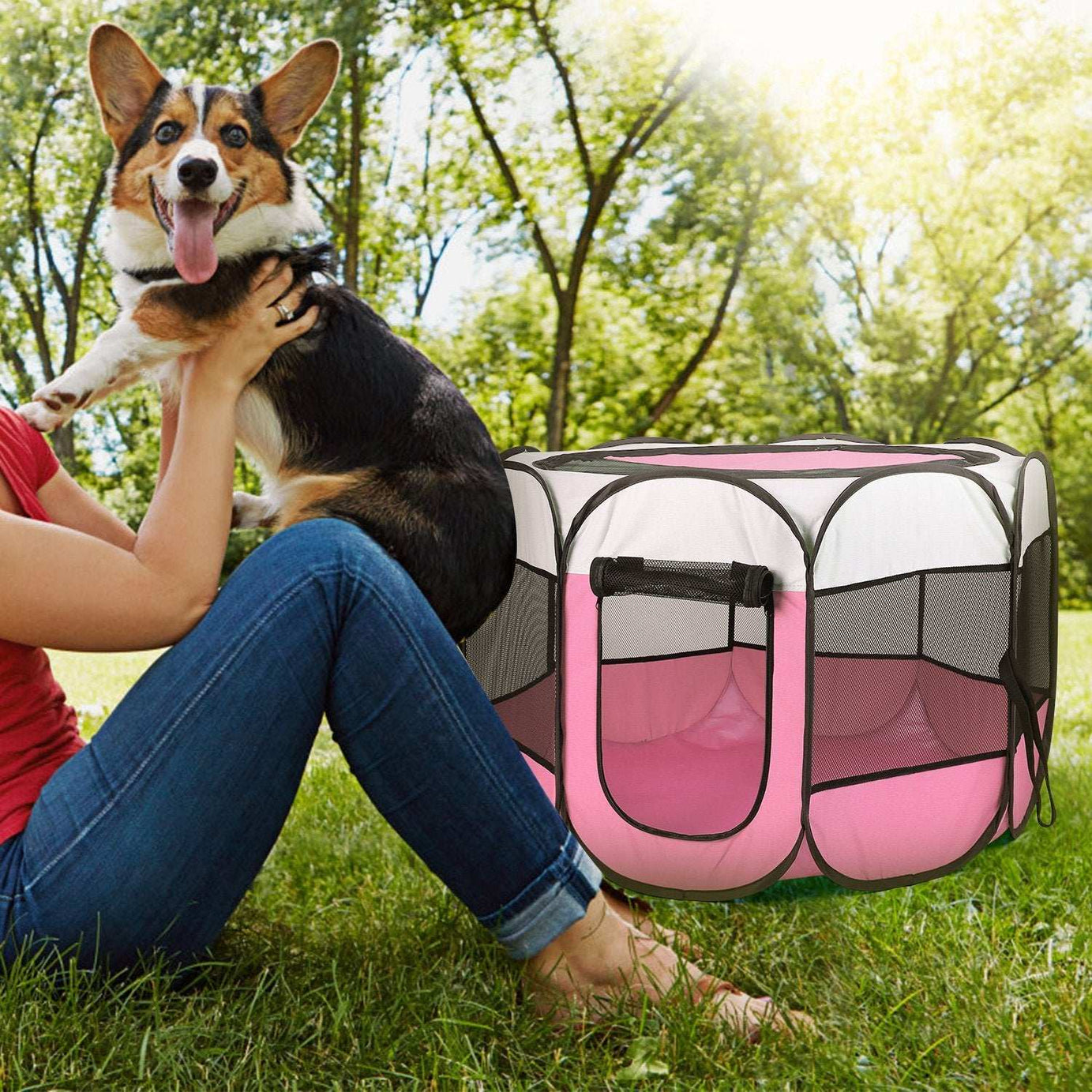 Portable Foldable Pet Tent - 8-Panel Exercise Pen