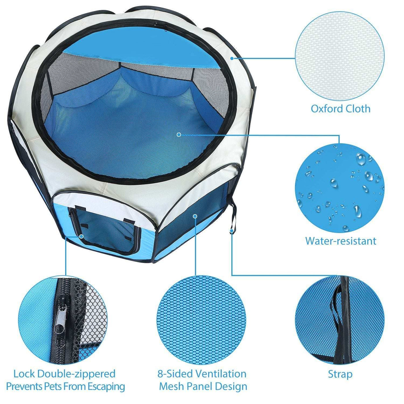 Portable Foldable Pet Tent - 8-Panel Exercise Pen