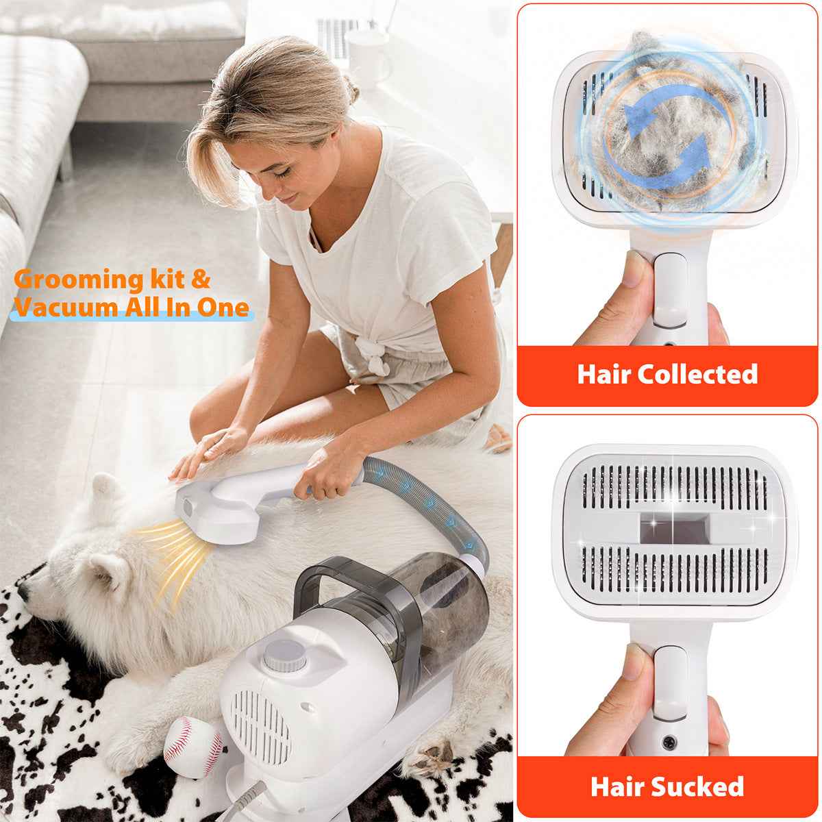 Pet Grooming Vacuum Clipper All-in-One - Suction Hair Care Kit