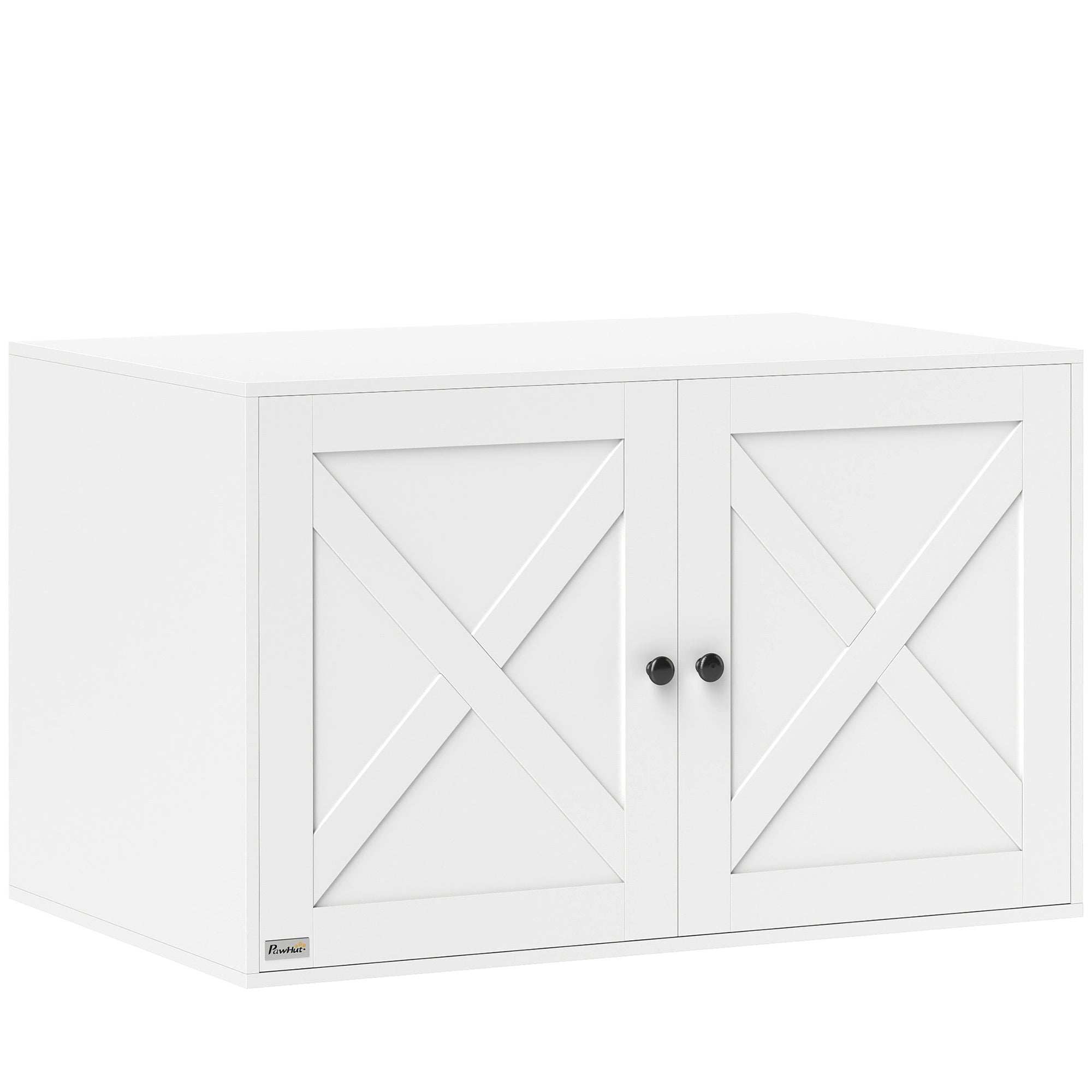 Cat Litter Box Enclosure with Barn Door - Hidden Cabinet
