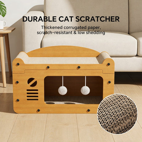 Cat Scratcher Sofa TV Shape - Double Layer Lounger with Toys