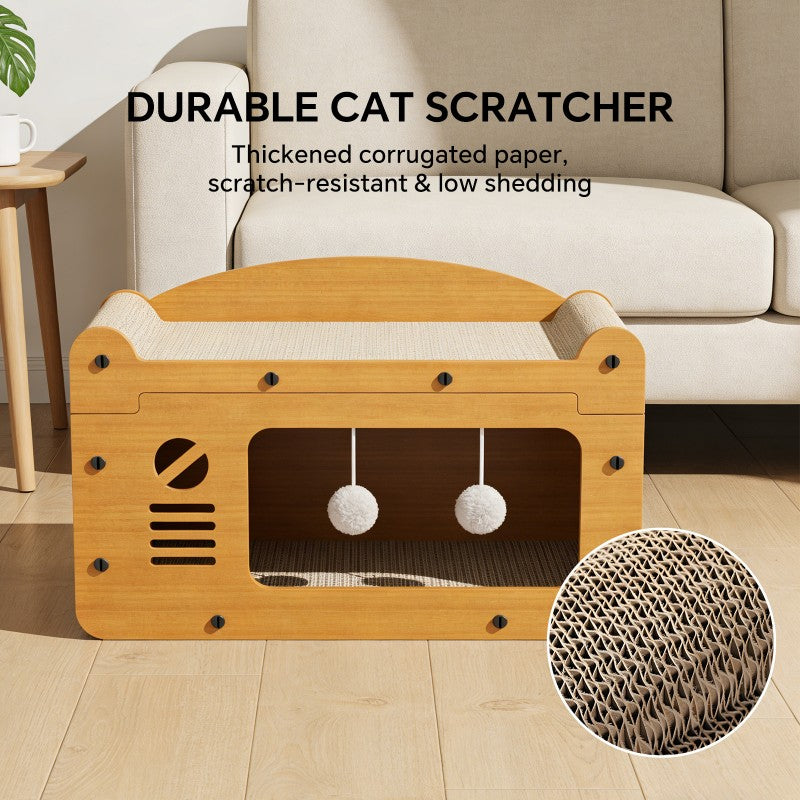 Cat Scratcher Sofa TV Shape - Double Layer Lounger with Toys