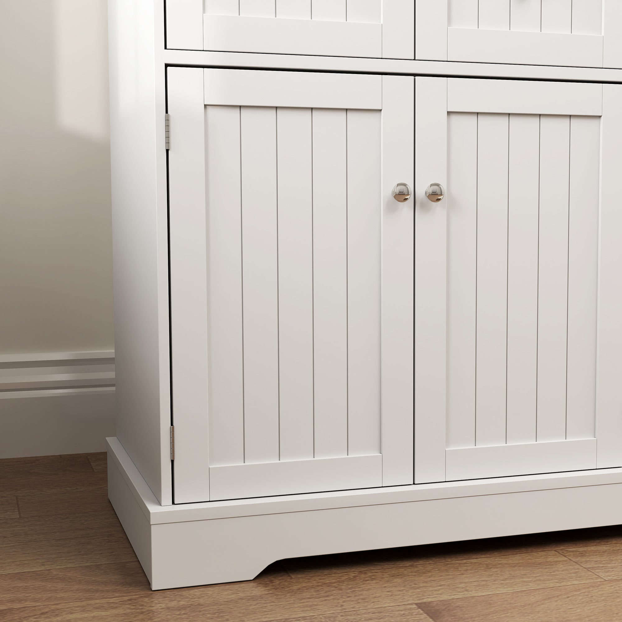 White Cat Litter Box Enclosure - Drawers and Storage