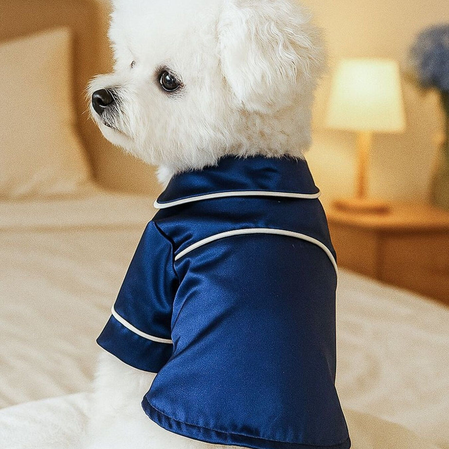 Satin Pet Pajamas with Contrast Piping