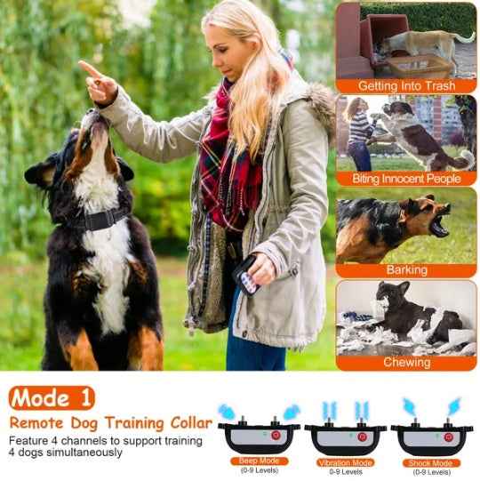 Dog Wireless Fence + Training Collar - 990ft Range Waterproof