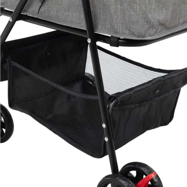 Foldable Pet Stroller, Small Dog Cat Stroller With Storage Basket For Small Puppies, Gray And Black