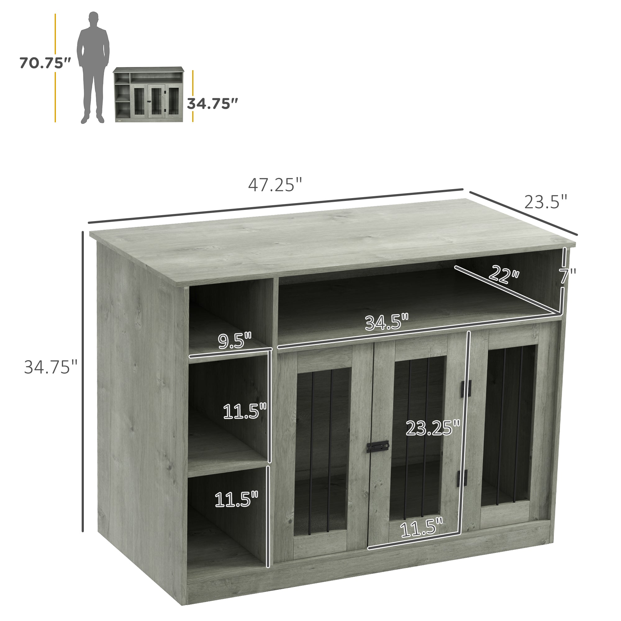 Paws & Storage Crate - 47" Dog Furniture Table