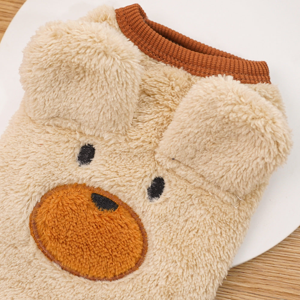 Bear Ears Fleece Coat - Warm Winter Pet Outfit