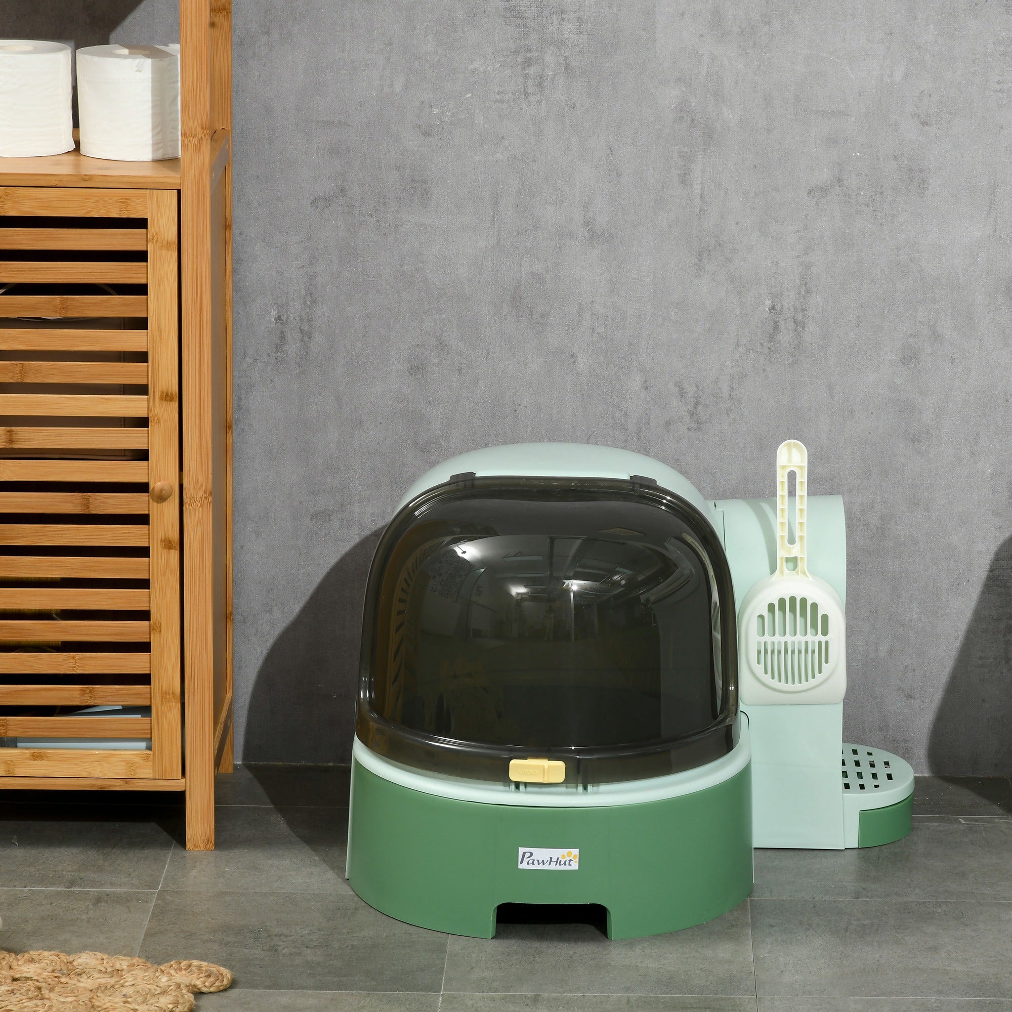 Cat Litter Box Space Capsule - Enclosed Pod with Scoop