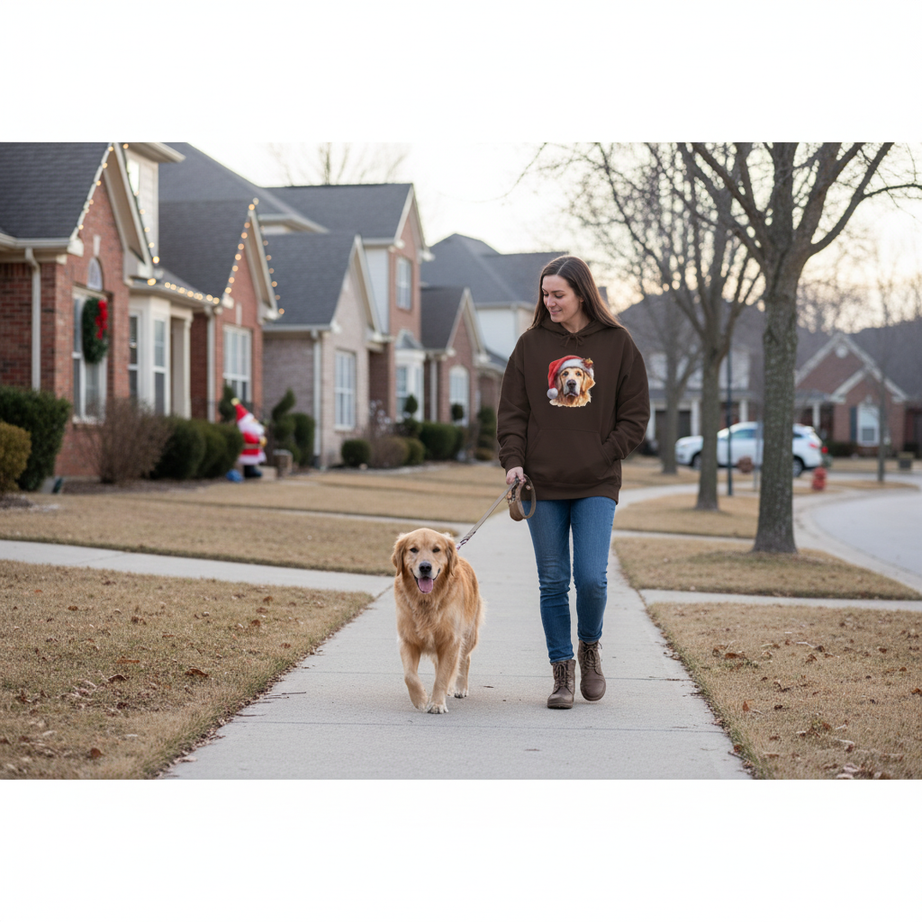 Christmas Hoodie - Golden Retriever in Santa Hat