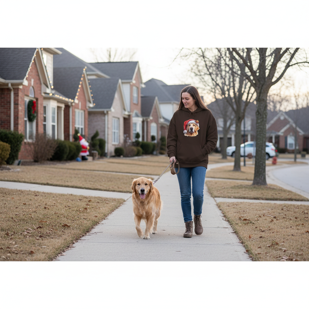 Christmas Hoodie - Golden Retriever in Santa Hat
