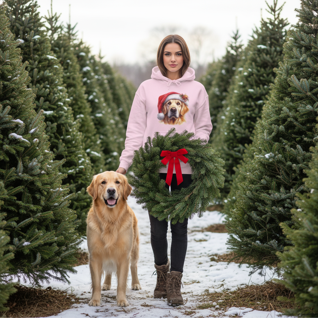 Christmas Hoodie - Golden Retriever in Santa Hat