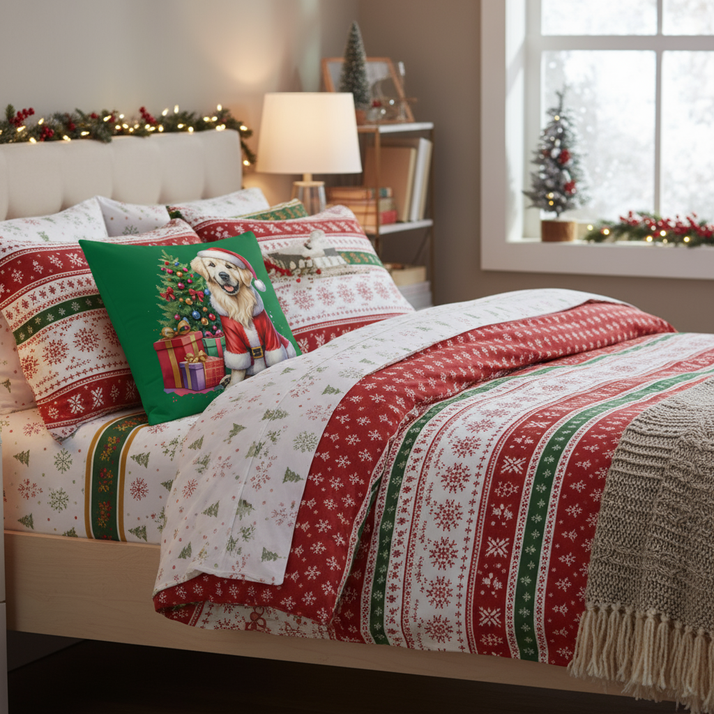 Christmas Golden Retriever Pillow - Festive Holiday Decor