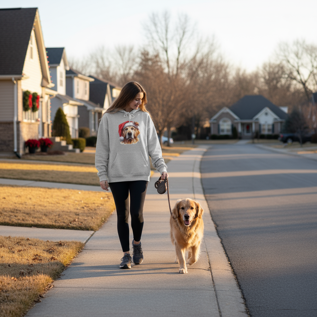 Christmas Hoodie - Golden Retriever in Santa Hat