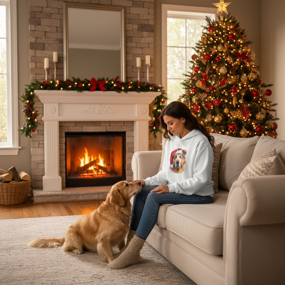 Christmas Hoodie - Golden Retriever in Santa Hat