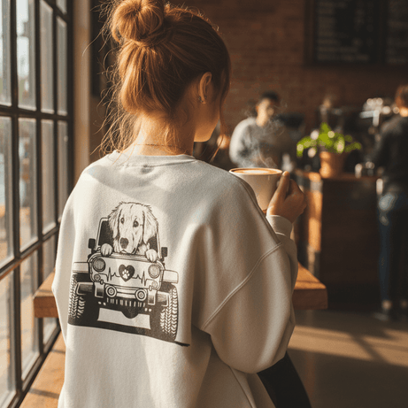 Golden Retriever Jeep Sweatshirt - Dog Lover's Heavy Blend