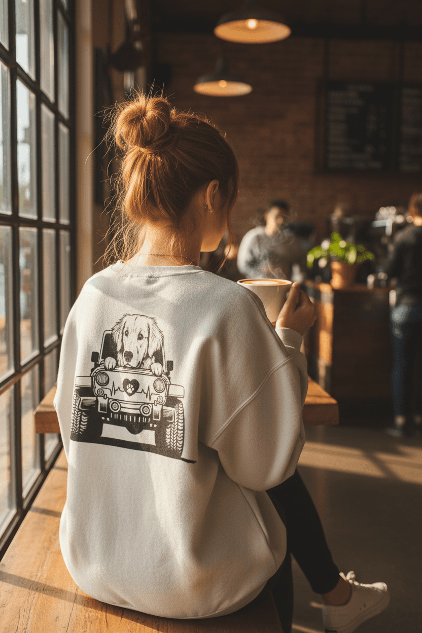 Golden Retriever Jeep Sweatshirt - Dog Lover's Heavy Blend