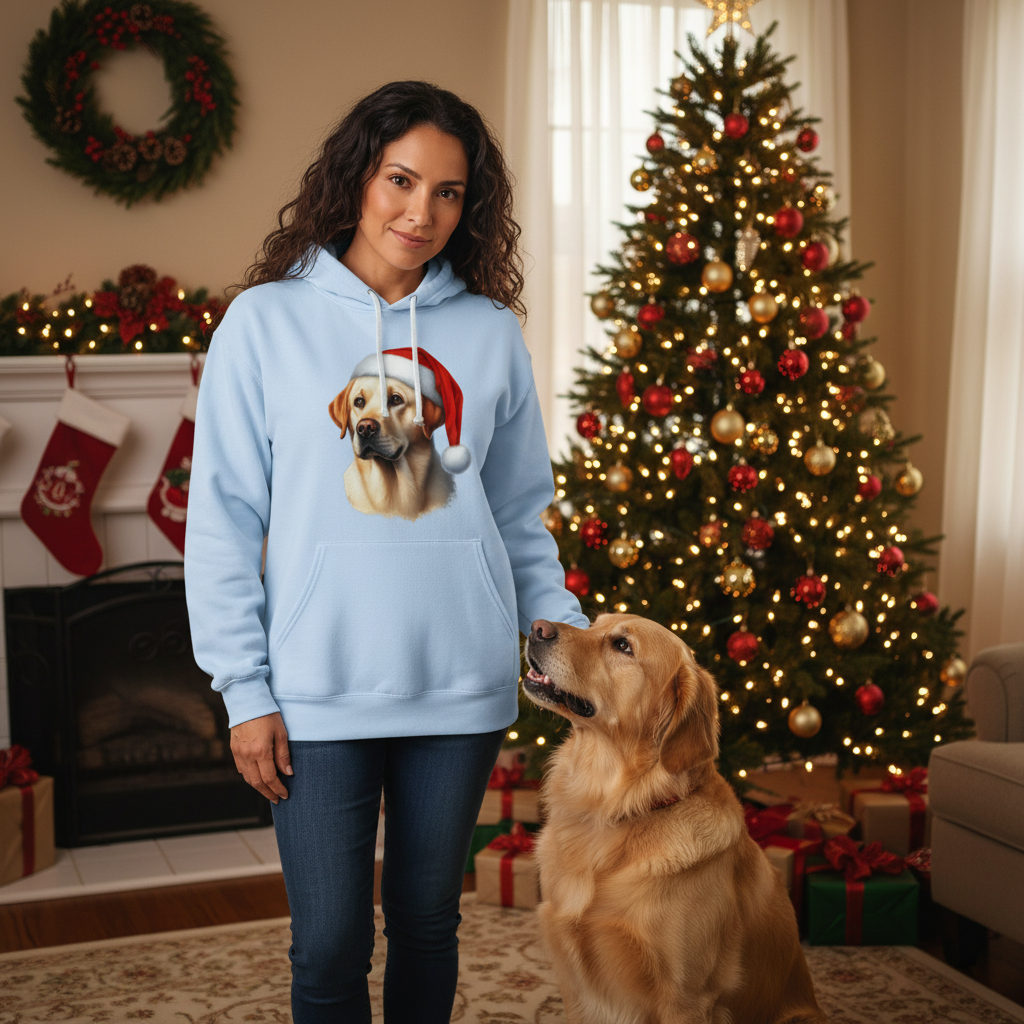 Golden Retriever Santa Hat - Comfort Colors Holiday Hoodie