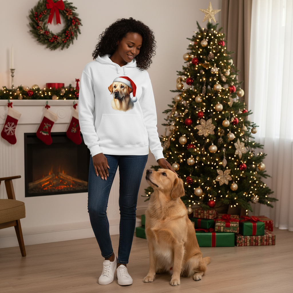 Golden Retriever Santa Hat - Comfort Colors Holiday Hoodie