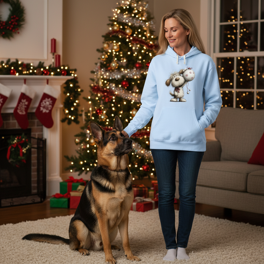 Whimsy Dog Ornament - Comfort Colors Holiday Sweatshirt