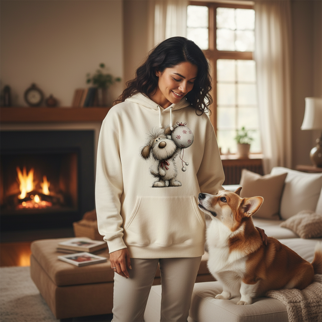 Whimsy Dog Ornament - Comfort Colors Holiday Sweatshirt